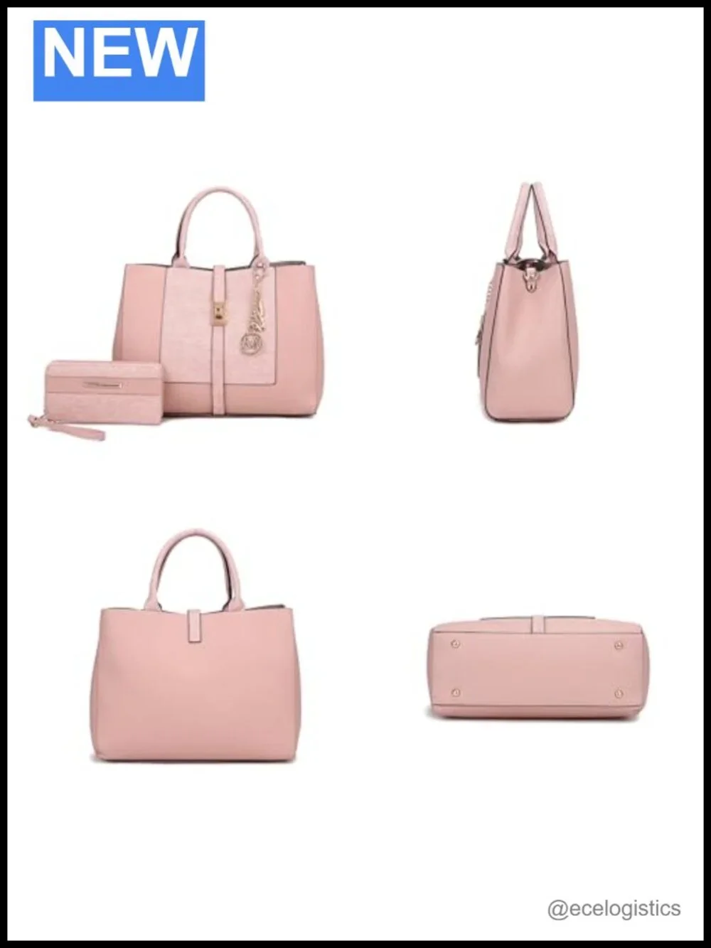 MKF Collection Satchel Tote with Wristlet Wallet PU Vegan Leather Denim